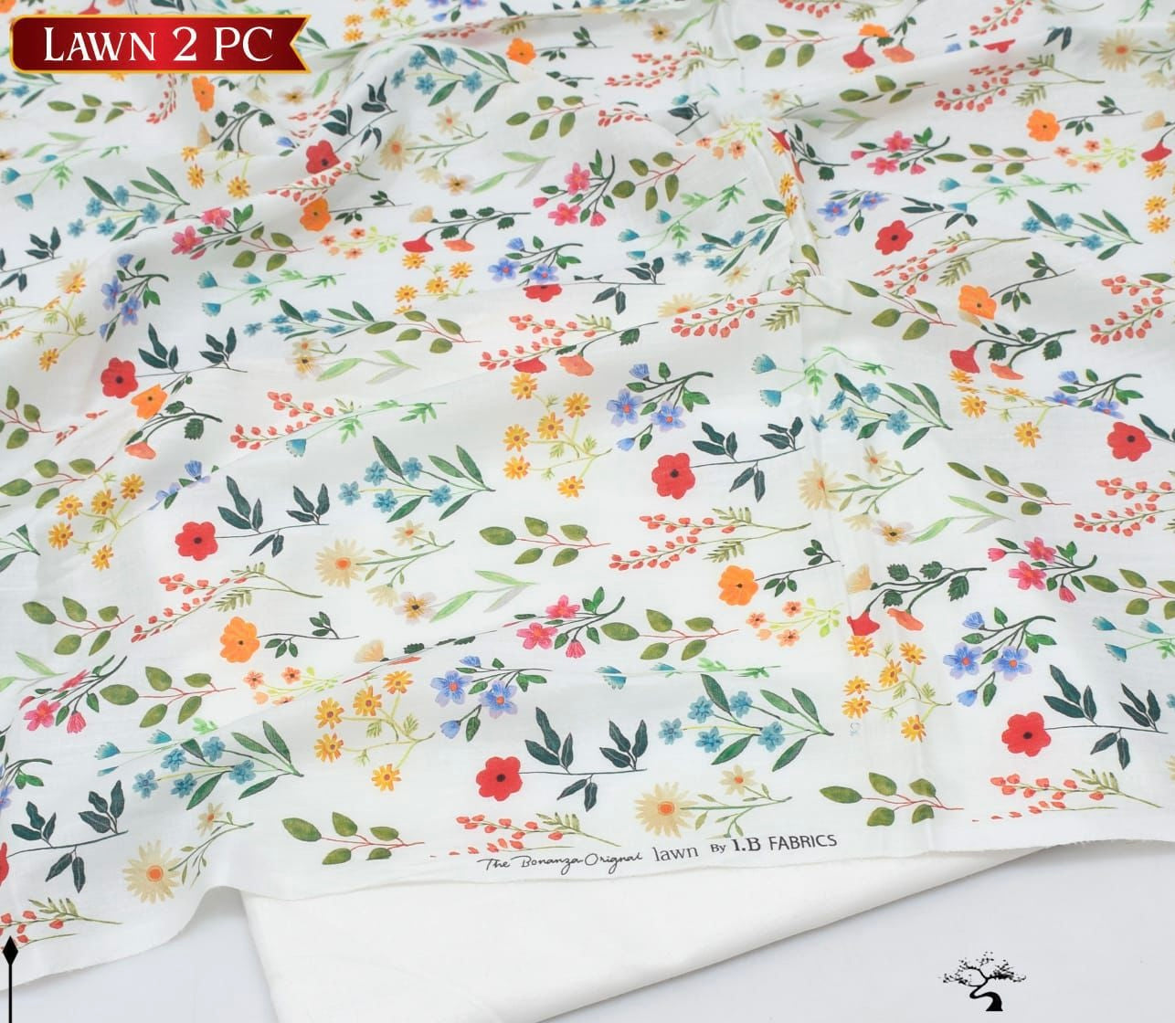 Unstitched White Floral 2pc