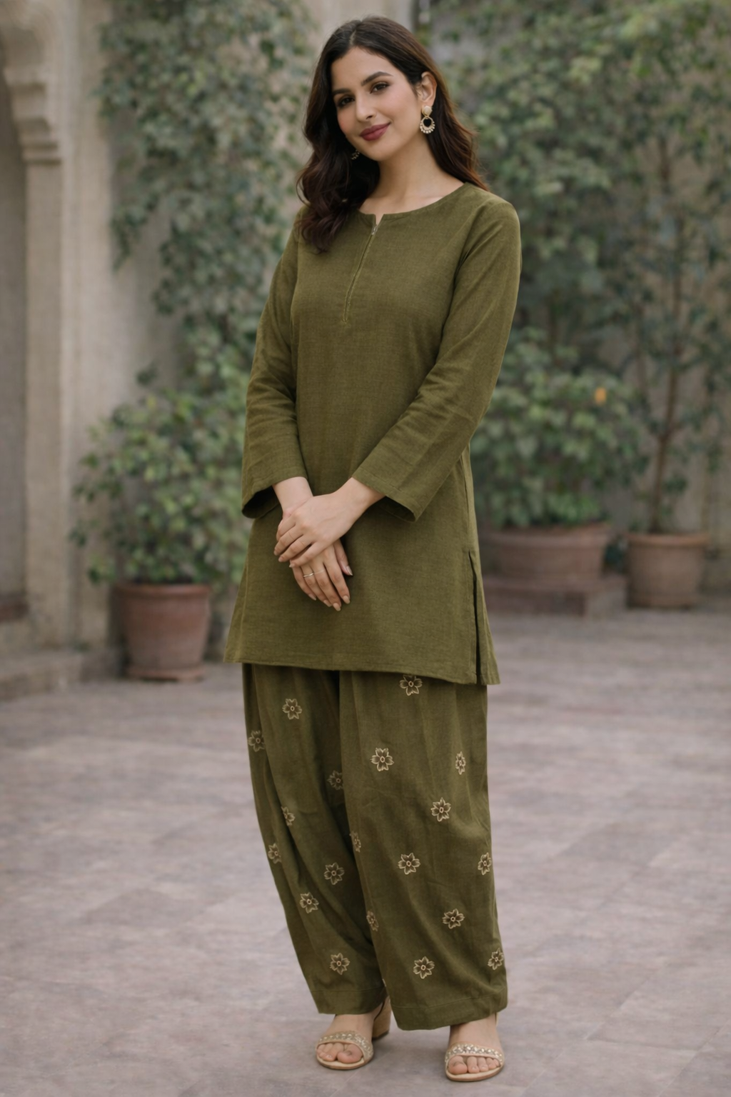 A 2pc Embroidered Mehndi