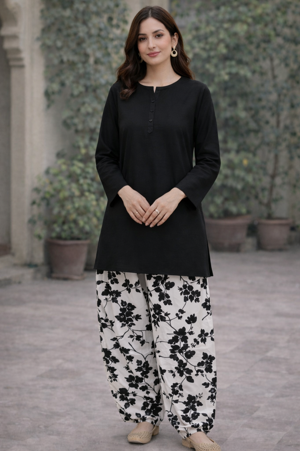 B/W Farshi Shalwar Set