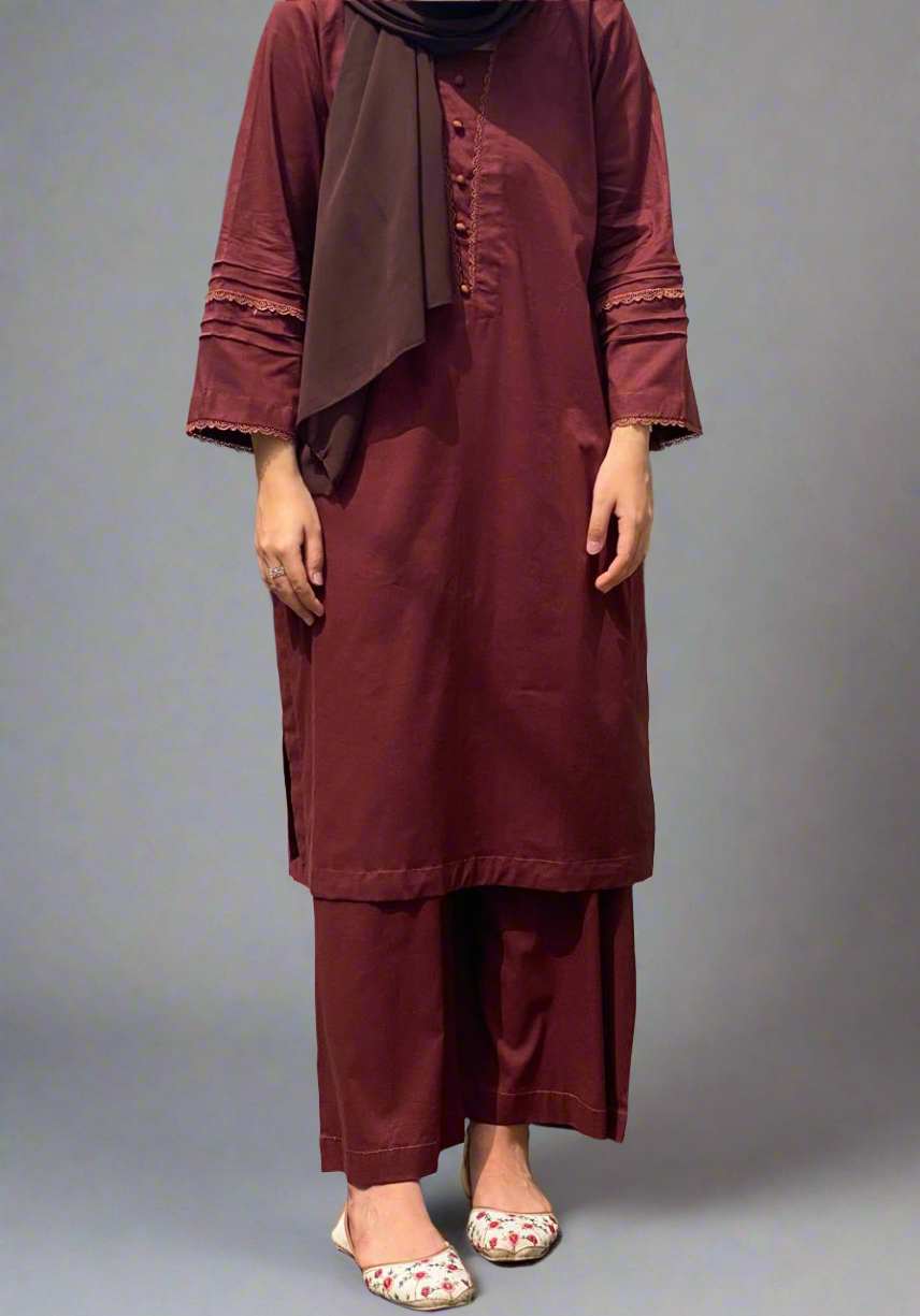 Brown Long Shirt & Straight Trouser