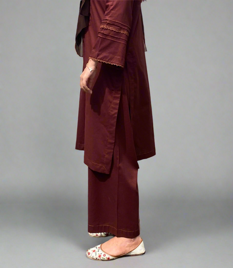 Brown Long Shirt & Straight Trouser